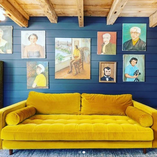 An eclectic collection of modern portraits will catch your eye as much as the huge mustard velvet chesterfield at Milne Inc. Creators of the ultimate interiors, blending current design trends with vintage, industrial, antique and custom furniture.